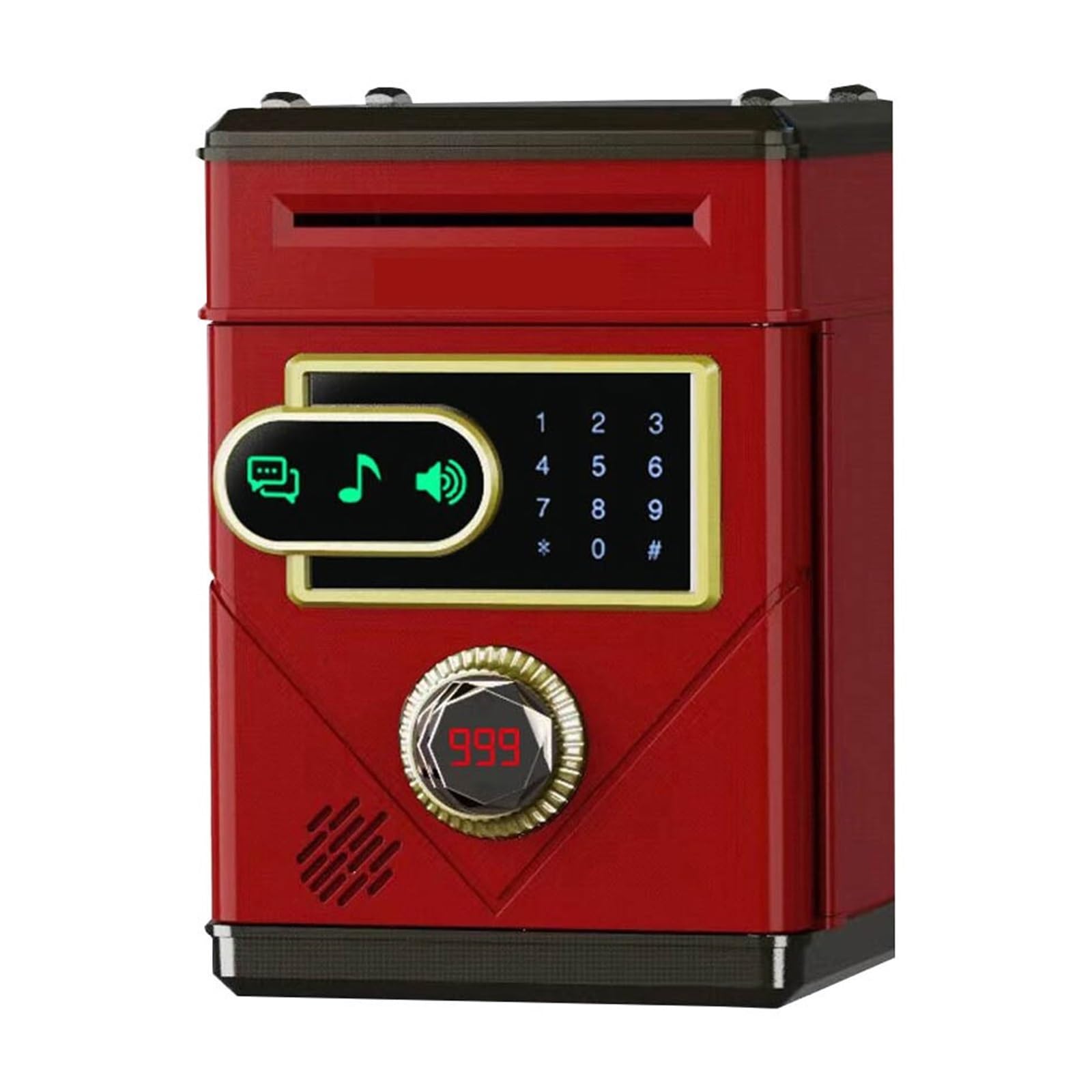 Kids Touch Screen Piggy Bank with Automatic Coin Counting and Safe Box(Rosso)