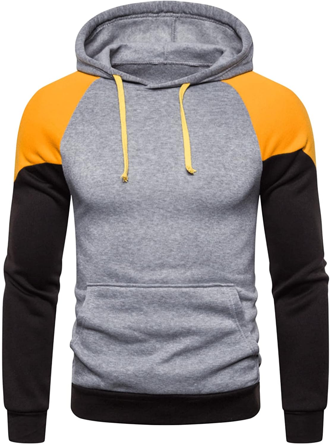 DGHM-JLMY Men's Color Matching Casual Hoodies Pullover Color Block Long Sleeve Sweatshir Hooded Sweatshirt with Kange Pocket