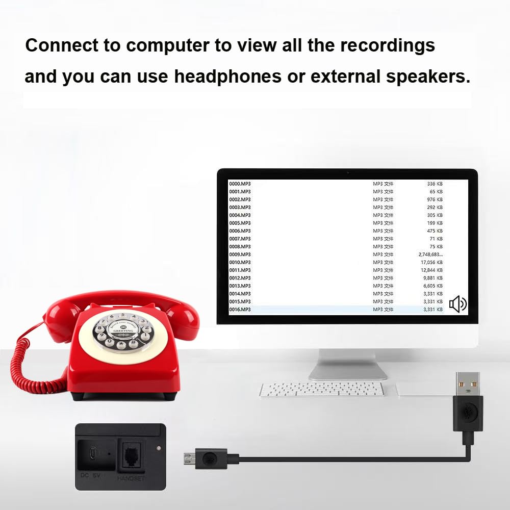 Sprachaufzeichnung Audio Gästebuch - Gästebuch Telefon für Hochzeiten, Brautpartys, Jubiläen | Retro Telefon Voice Recorder | USB Wiederaufladbares Speichertelefon | Einzigartiges Hochzeitsgeschenk