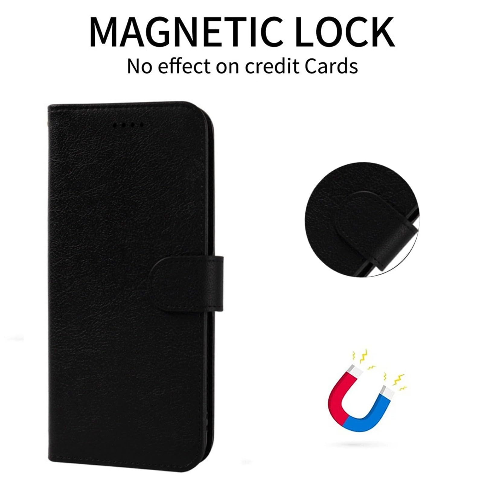 ILING Cover per TCL 50 5G, Custodia a Premium Pelle PU Portafoglio Caso, Retrò Antiurto Flip Cover con Slot per Scheda/Funzione di Supporto/RFID Blocking (Nero