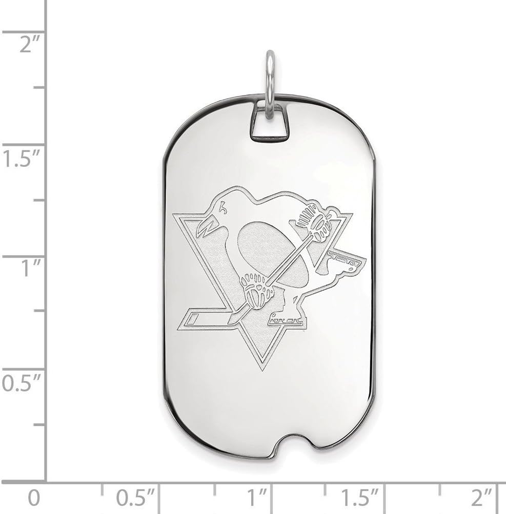 Pittsburgh Penguins Large (3/4 Inch) Dog Tag (14k White Gold)