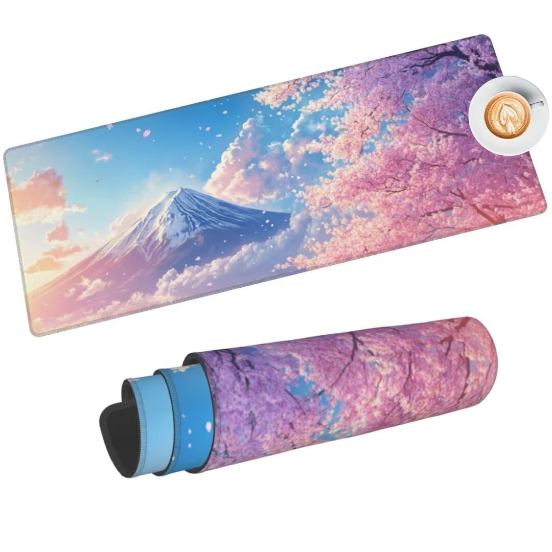 Tapis De Souris XXL 700x300x3mm, Grand Tapis Bureau Blanc, Bords Cousus