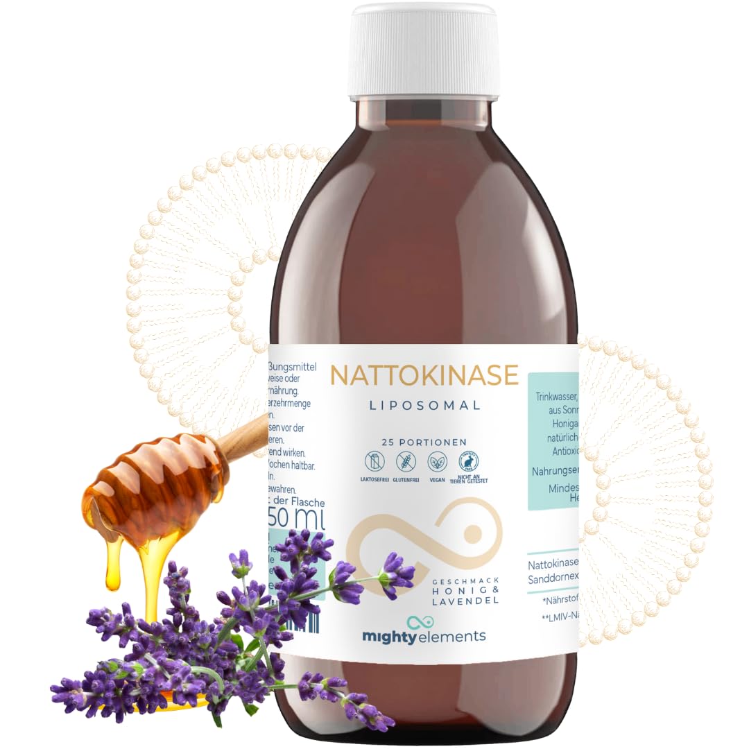 Mighty Elements Nattokinase Liposomal Hochdosiert – 4.400 FU pro Portion, 200 mg | Flüssig 250ml, vegan, hohe Bioverfügbarkeit, laborgeprüft