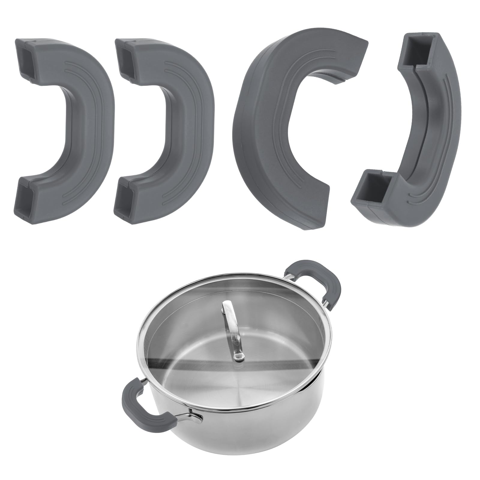 M METERXITY 4-Pack 3.6/3.2 Inch Silicone Pot Handle Covers, Gray
