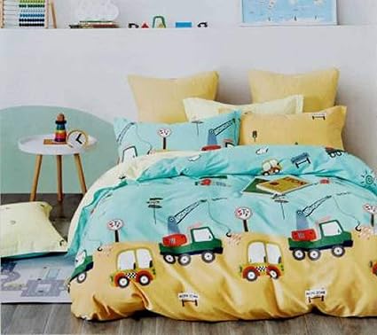 SinghsVillas Decor Presents Beautiful Attractive cartoon Printed Design Soft & Skin Friendly Pure Cotton Bedsheet for Single Bed with 1 Pillow Cover for Your Kid (Multicolour, 60x90)