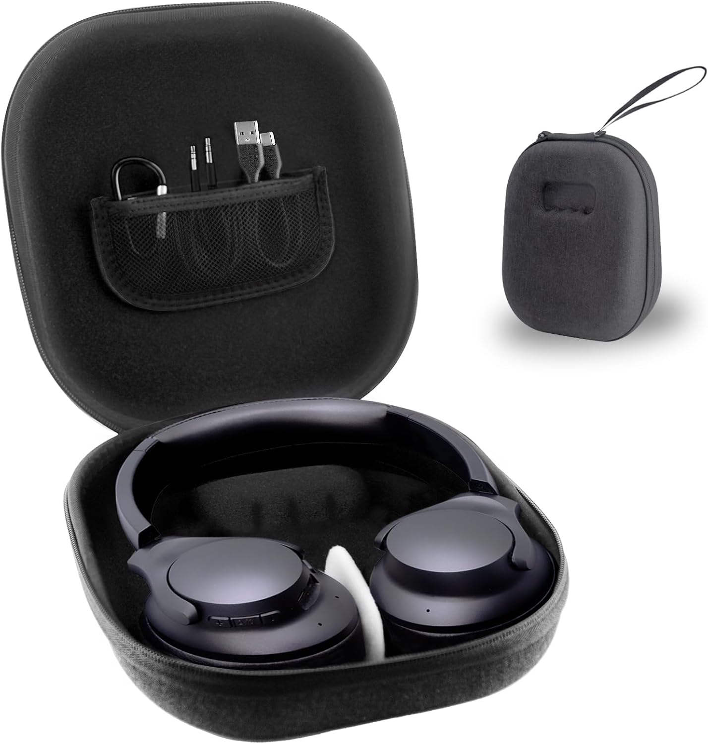 LZSIG Headphone Case for Over Ear, Portable Travel Carry Hard Shell Storage Bag with Mesh Pocket for Soundcore Apple JBL Sony Bose, Anti-Scratch, Water & Dust & Impact Resistant, Black (Box ONLY)