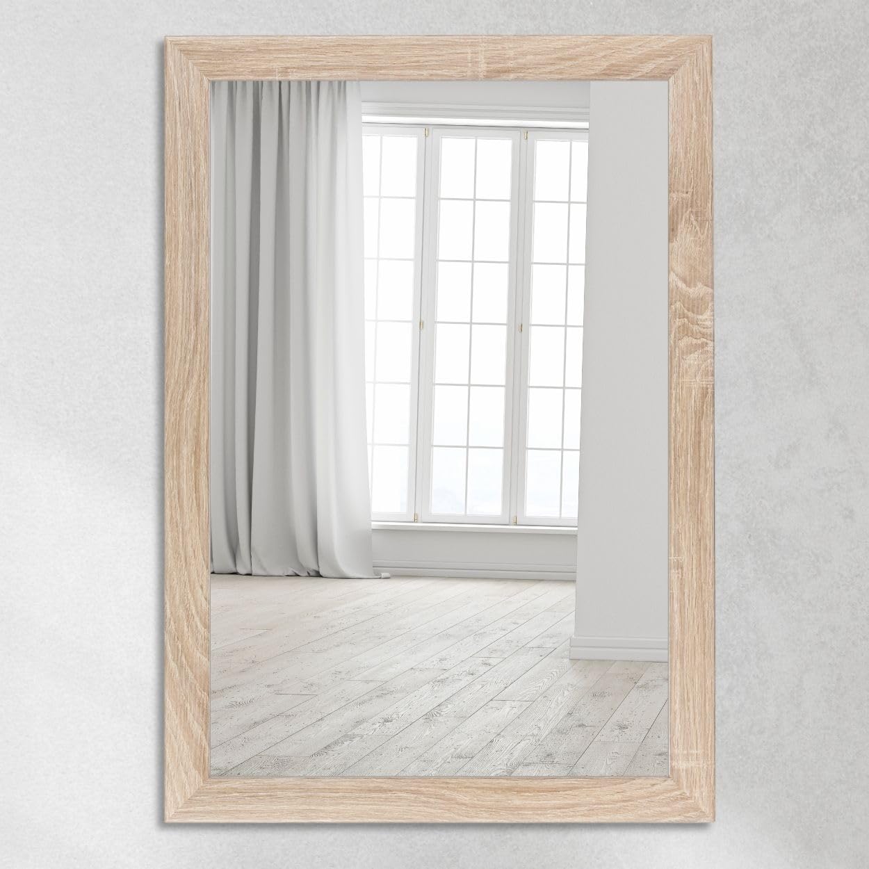 CLAMARO Neo Collage Wall Mirror 50 x 115 cm Mirror with Frame Sonoma Oak Modern Mirror with 38 mm Wide Wooden Frame Includes Metal Hanger and Wall Mounting Material