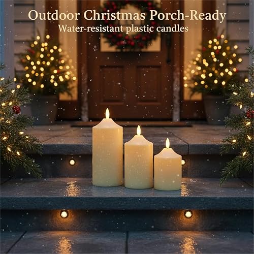 Miniatura 4 de Angelloong Velas parpadeantes sin llama, control remoto, velas LED de cera real, con baterías, temporizador, velas eléctricas de pilar, boda,