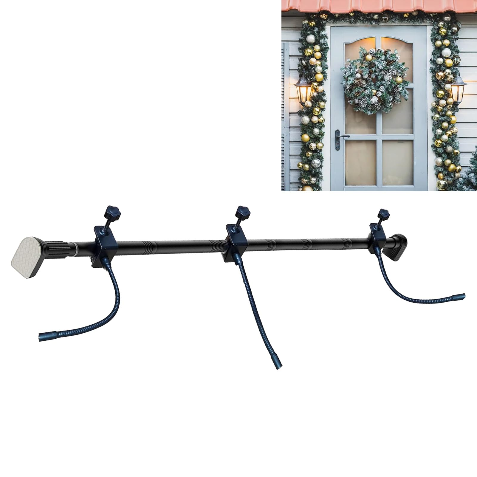 Verstellbarer Tür-Girlandenaufhänger – robuster Dekorationshalter für Kränze und Lichter, passend für 81,3 cm - 203,2 cm große Türen, keine Schrauben oder Bohren erforderlich für einfache Installation