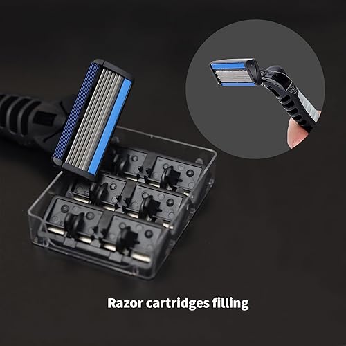 Miniatura 4 de Recambios de 6 cuchillas para hombre, cartuchos de afeitar de 6 cuchillas con tira lubricante, ofrece un afeitado limpio y cerrado, 18 unidades,