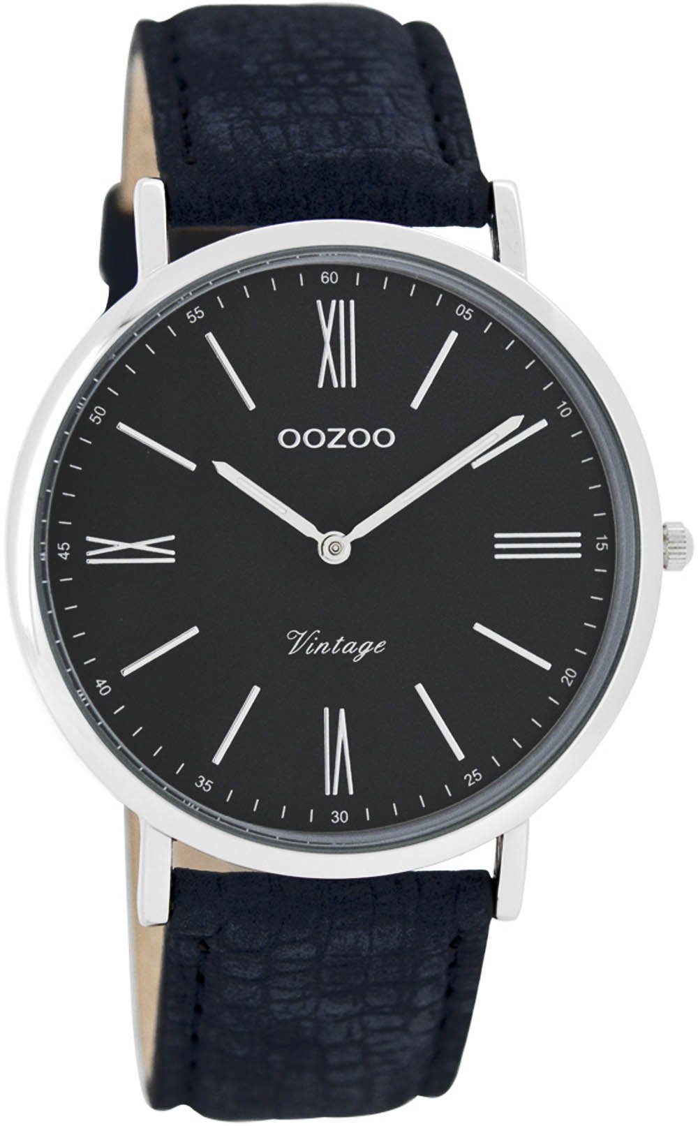 OozooUnisex Quartz Watch with Black Dial Analogue Display Quartz Leather C7356