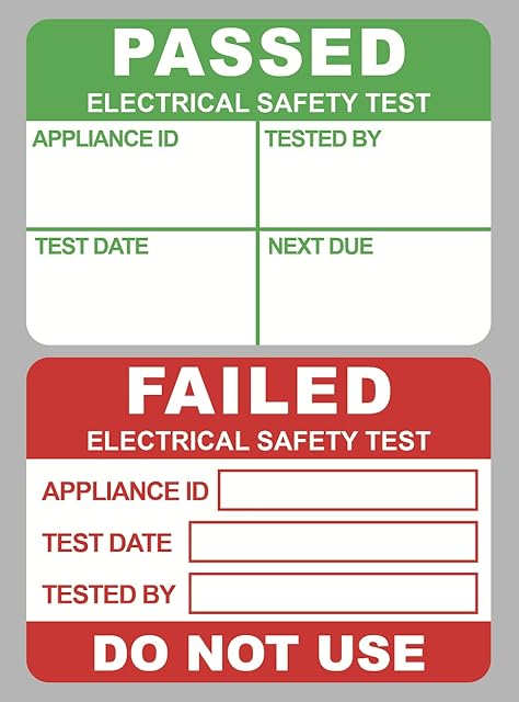 1.12x1.6 inch 200 PCS Pass PAT Testing Labels with 20 PCS Fail Appliance Testing Labels (ET-04), Green, Red