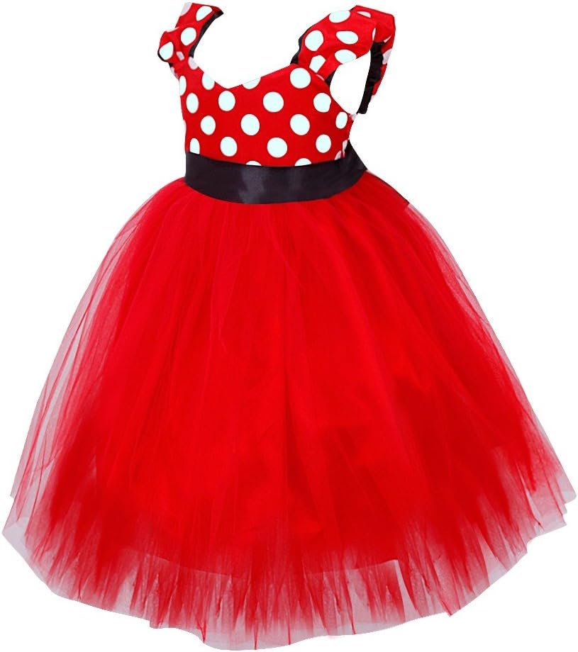iiniim Girl's Princess Wedding Birthday Party Halloween Polka Dots Tutu Dress Costume