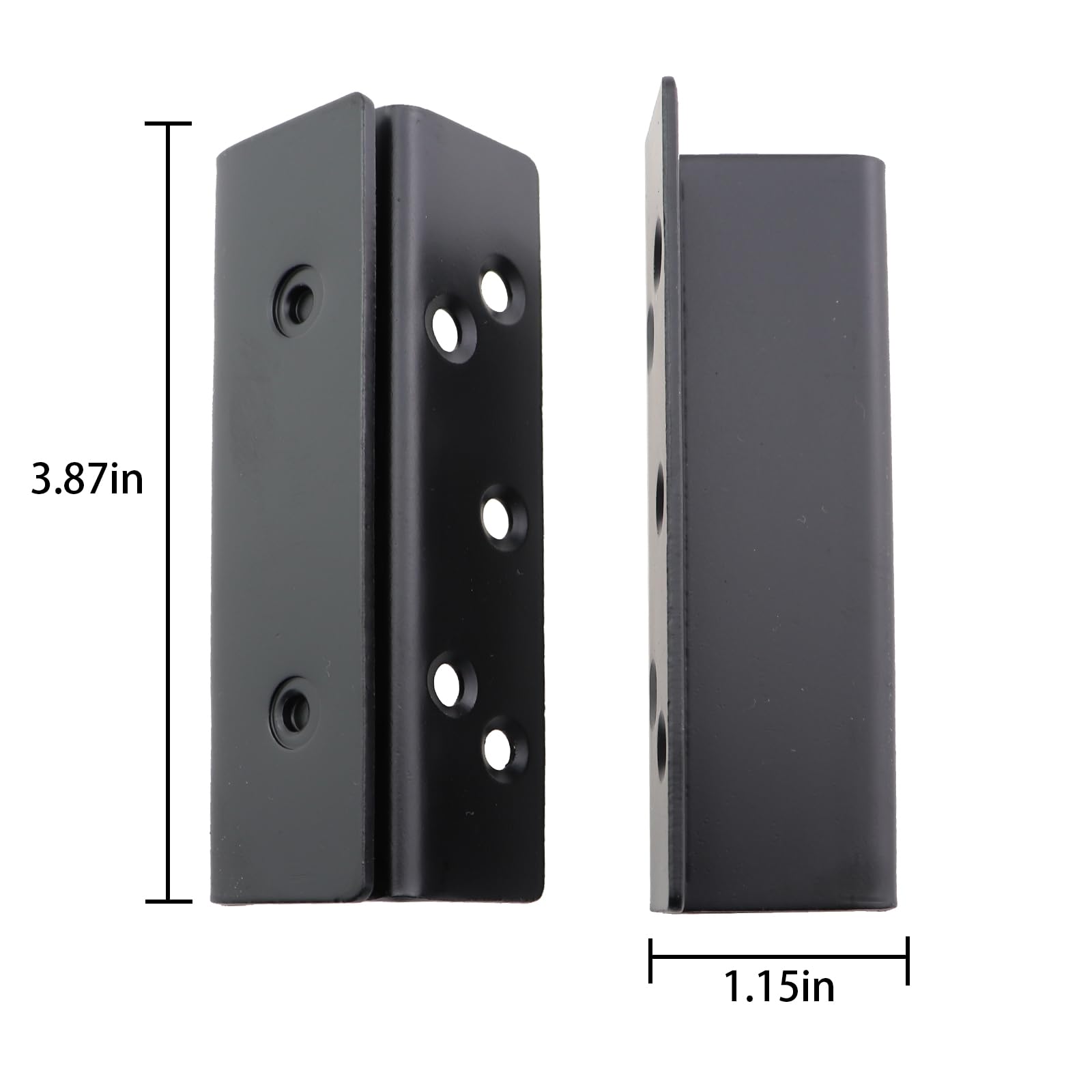 Caishun 2-Pack Double Hook Groove Bed Frame Brackets, 3.87 Inch, Heavy Duty Iron, Black