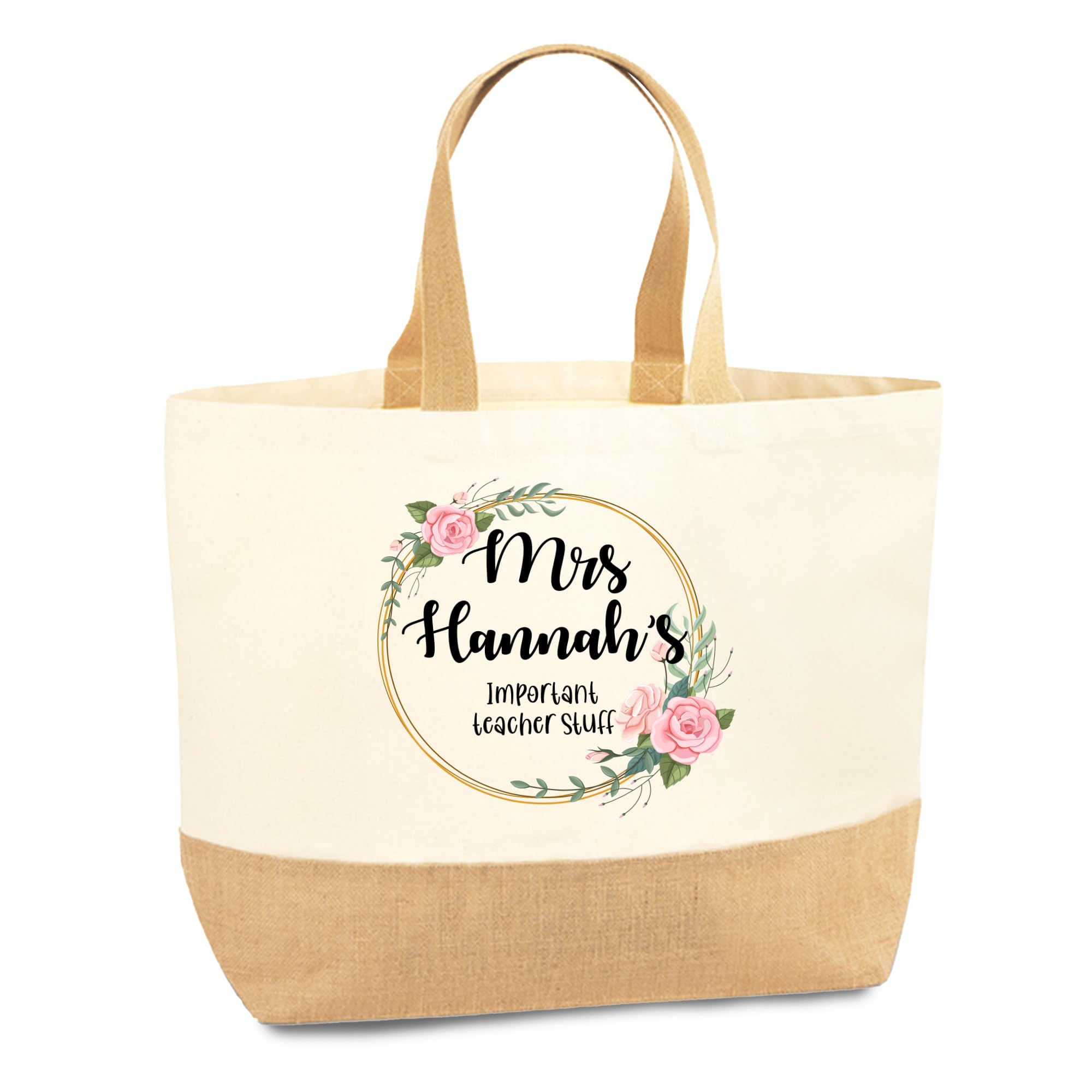 Print Maniacs Personalised Tote Bag Teacher & Pupil Gift End of Term Rainbow Art Design Learning Assistant Thoughtful Nursery Thank You Natural Cotton