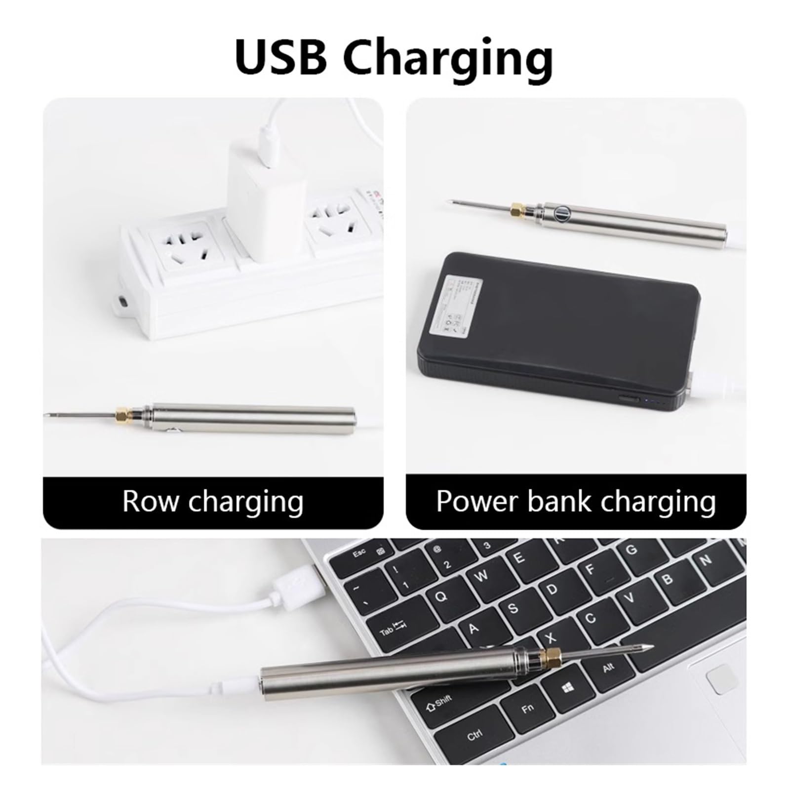 Set di penne for saldatore elettrico di ricarica wireless da 15 W USB batteria al litio senza fili for saldatore strumenti di saldatura portatili for riparazione(Pink)