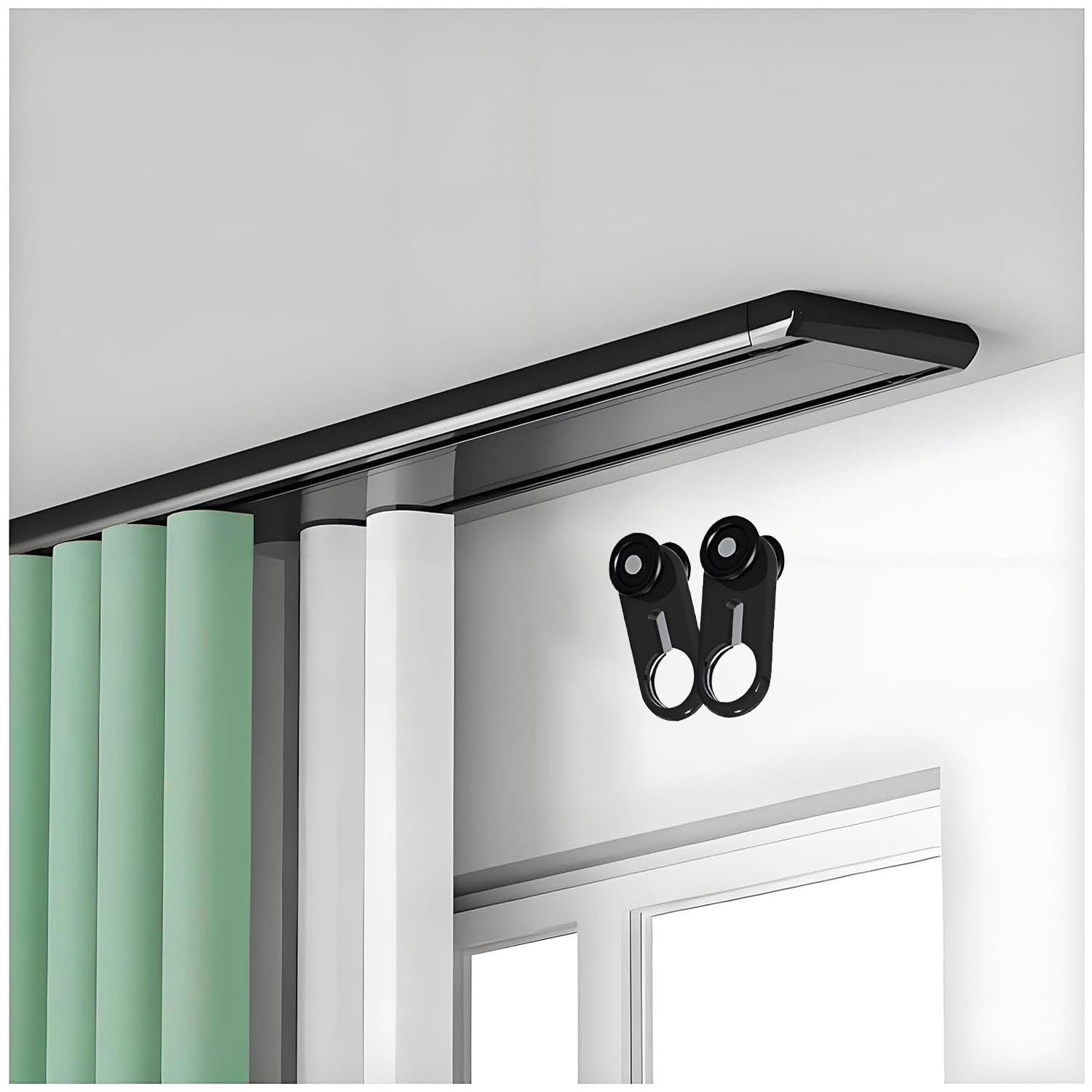 Riel de cortina de aluminio resistente para techos altos y deslizamiento sin ruido
