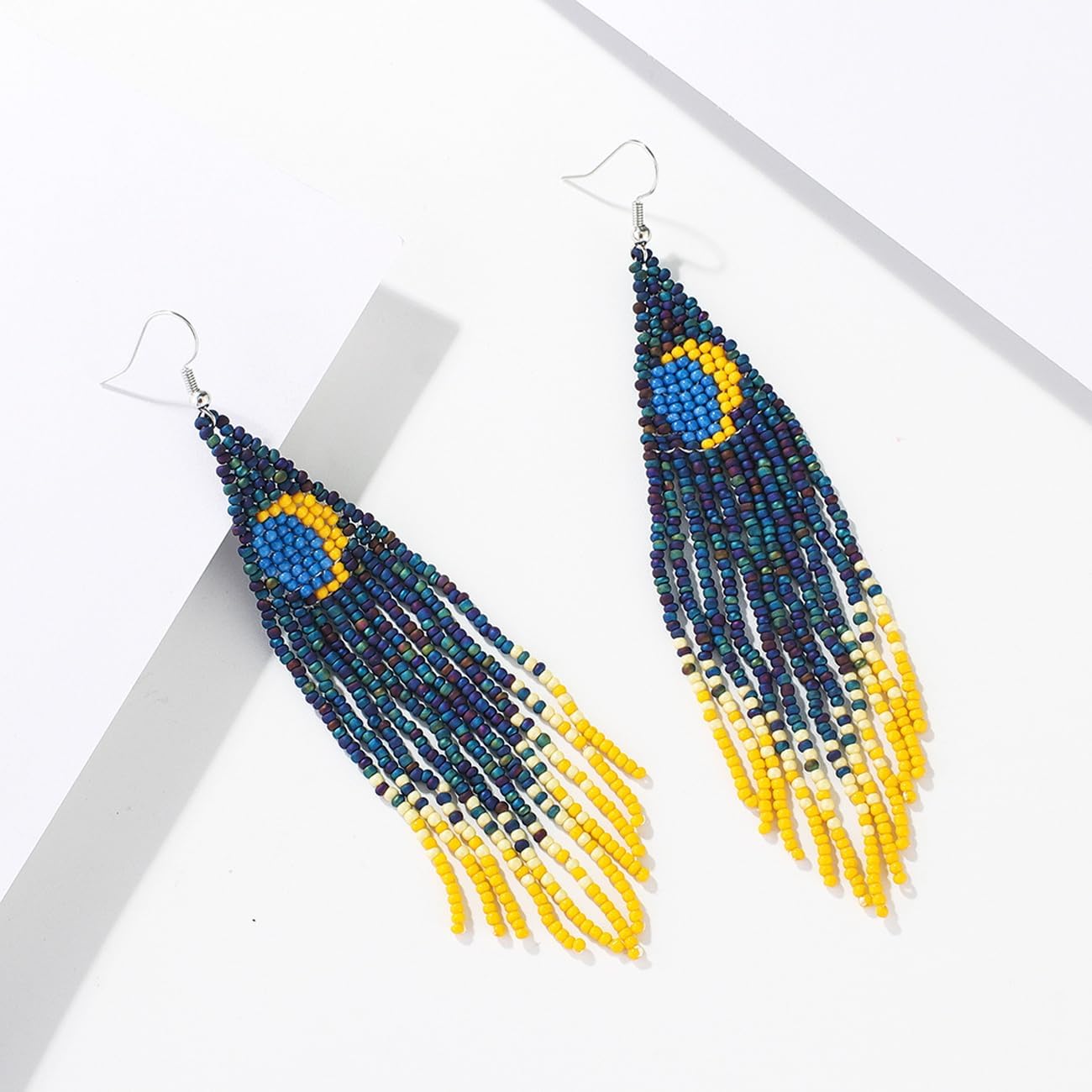 Handmade Seed Bead Tassel Earrings for Women — Long Boho Fringe Drop Earrings, Colorful Ethnic Beaded Statement Jewelry, Lightweight Festival Funky Accessories - Image 4