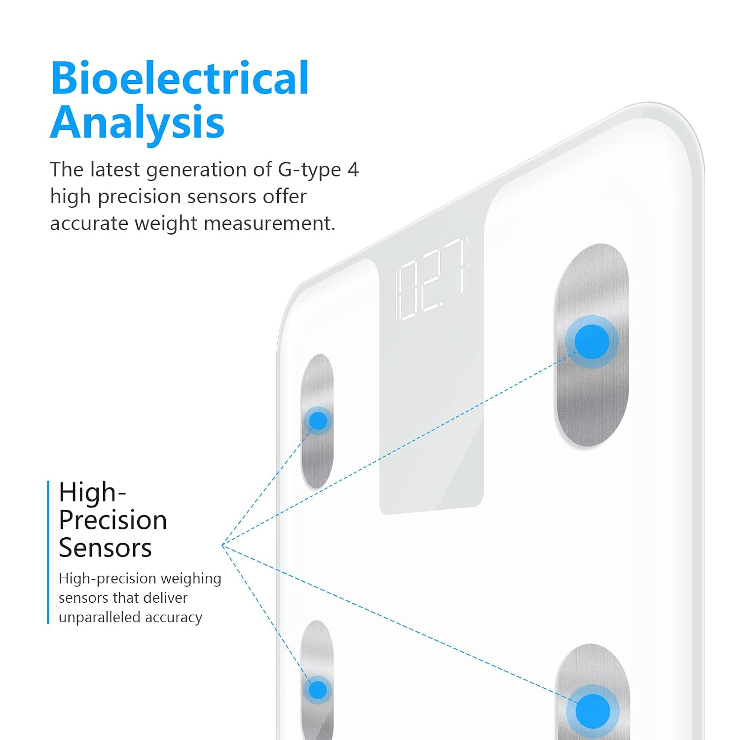 Body Fat Scale - Sinocare Smart Scale Digital Bathroom Wireless Weight Scale with Body Composition Analysis and Smartphone App sync, Bluetooth, White