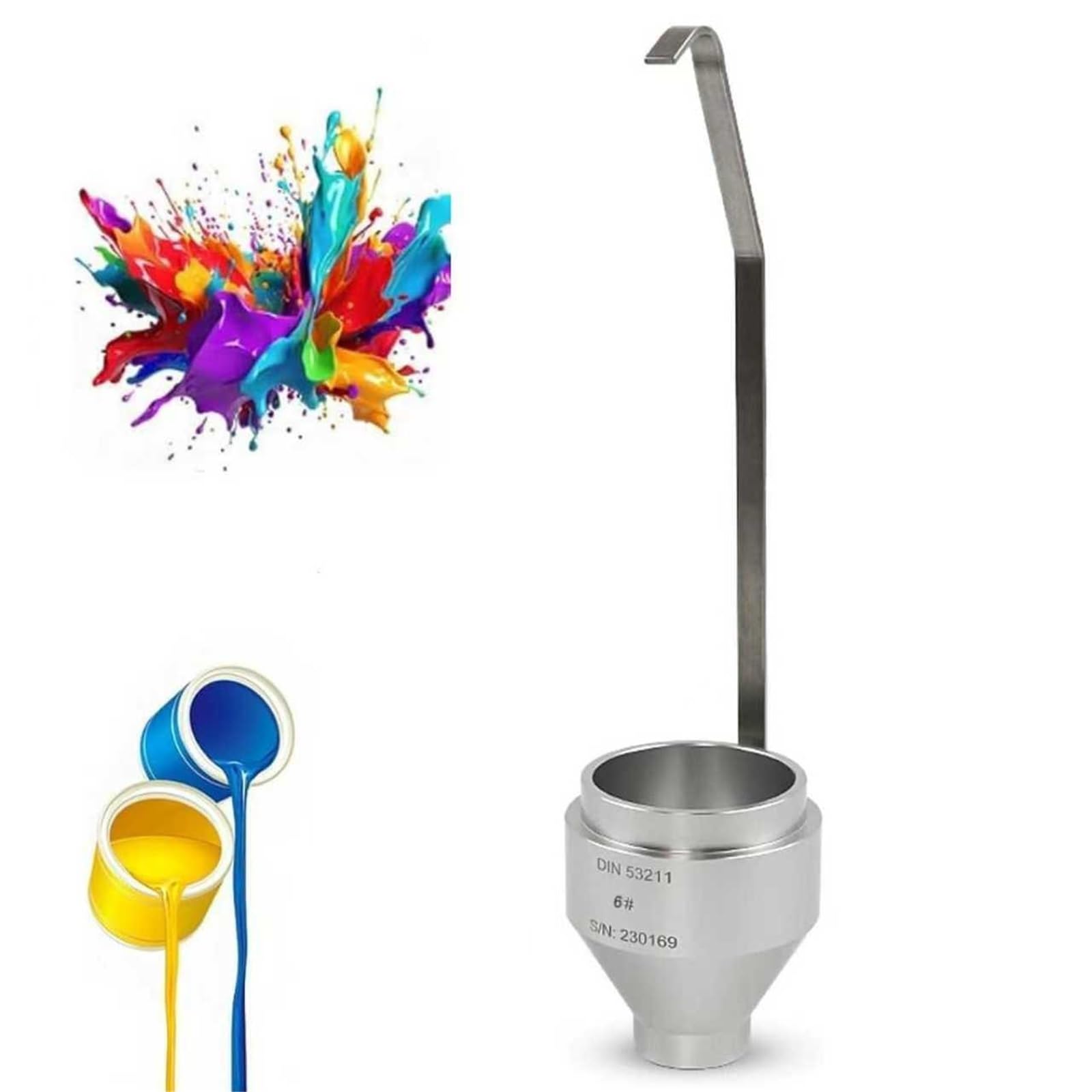 DIN - Vaso de viscosidad de inmersión, 100 ml con boquilla de 4 mm, para pruebas de viscosidad de pintura, aceite, salsa, miel