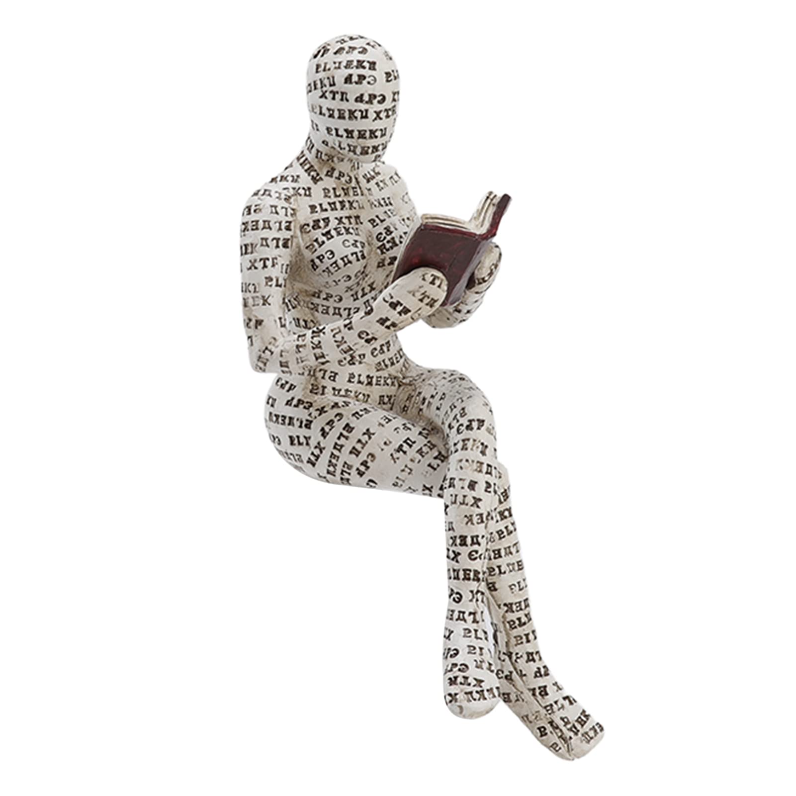 Pissente Resin Reading Woman Figurine, Unique Pulp Molding Shelf Decor, Hand Painted Art for Living Room and Bookshelf (F)