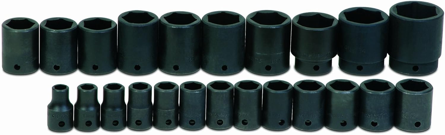 Williams MS-4-23RC 23-Piece 1/2-Inch Drive Metric Shallow 6 Point Impact Socket Set