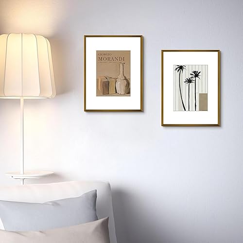 Miniatura 3 de Golden State Art - Portarretratos de aluminio de 9 x 12 pulgadas - con paspartú para fotos de 6 x 8 pulgadas o sin paspartú para fotos de 9 x 12 -