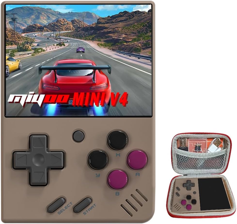 MiyooMini V4 Retro Game Conselo, Portable Handheld Game Conselo with Storage Case 2.8''HD Screen 2003mah Battery