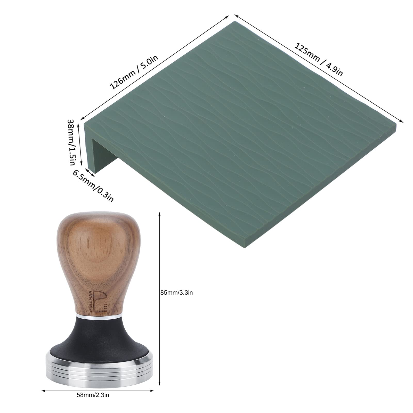 Almohadilla de manipulación de café, Tamper de café y tapete, Tamper de café de silicona Tamper de café de acero inoxidable con Tamper de madera de 58 mm para la cocina del hogar(Color 3)