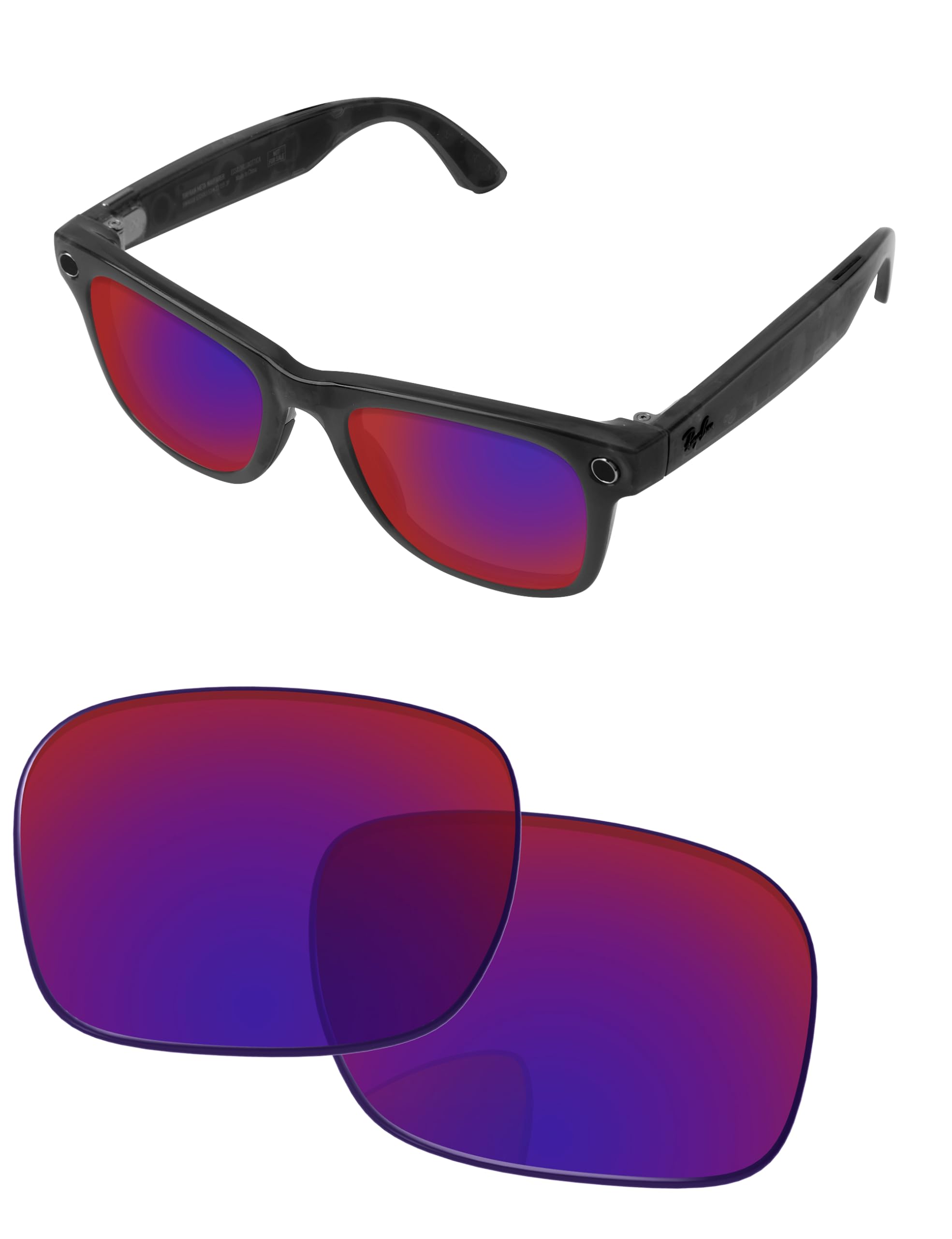 Replacement Lenses for Ray-Ban Meta Wayfarer RW4006 &amp; RW4012 50mm AI Glasses - Photochromic, Anti Blue Light Lens