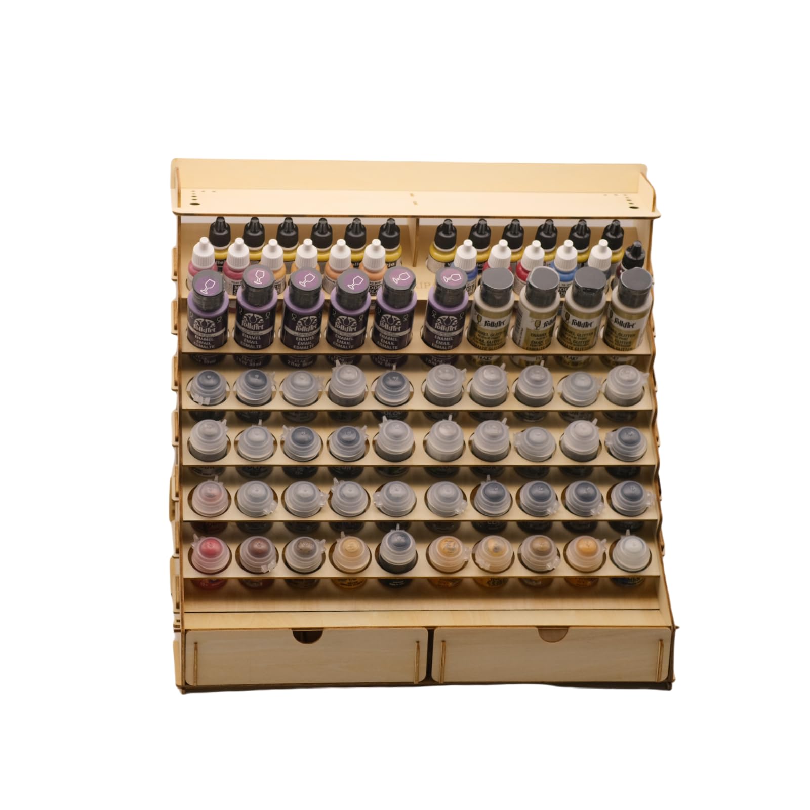 Craft Paint Storage-Modular Paint Organizer - Holds 74 Bottles of Paints, 14 Brushes, 2 Cabinets, and 6 Miniature Stands - Art Tool Storage Rack for Miniature Paint Set