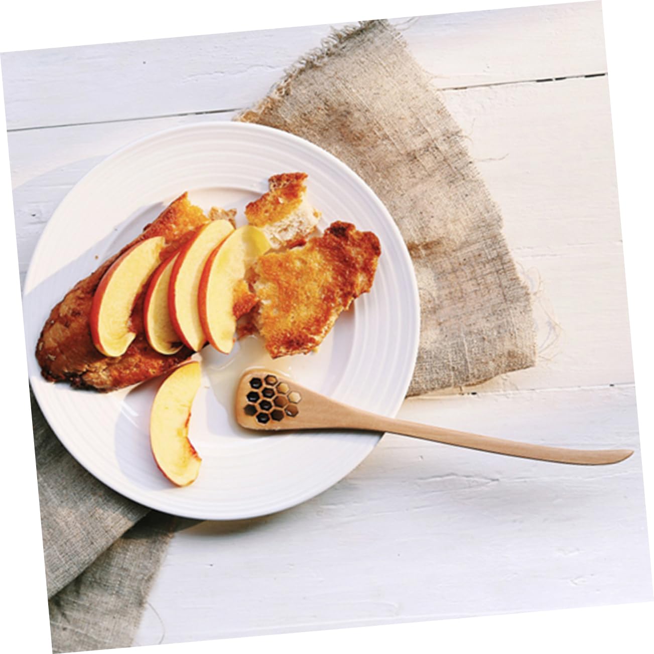 GRIRIW 5pcs Hollow Wood Spoon Hollow Mixing Spoon Mini Honey Hollow Honey Stirrer Honey Mixing Stick Wooden