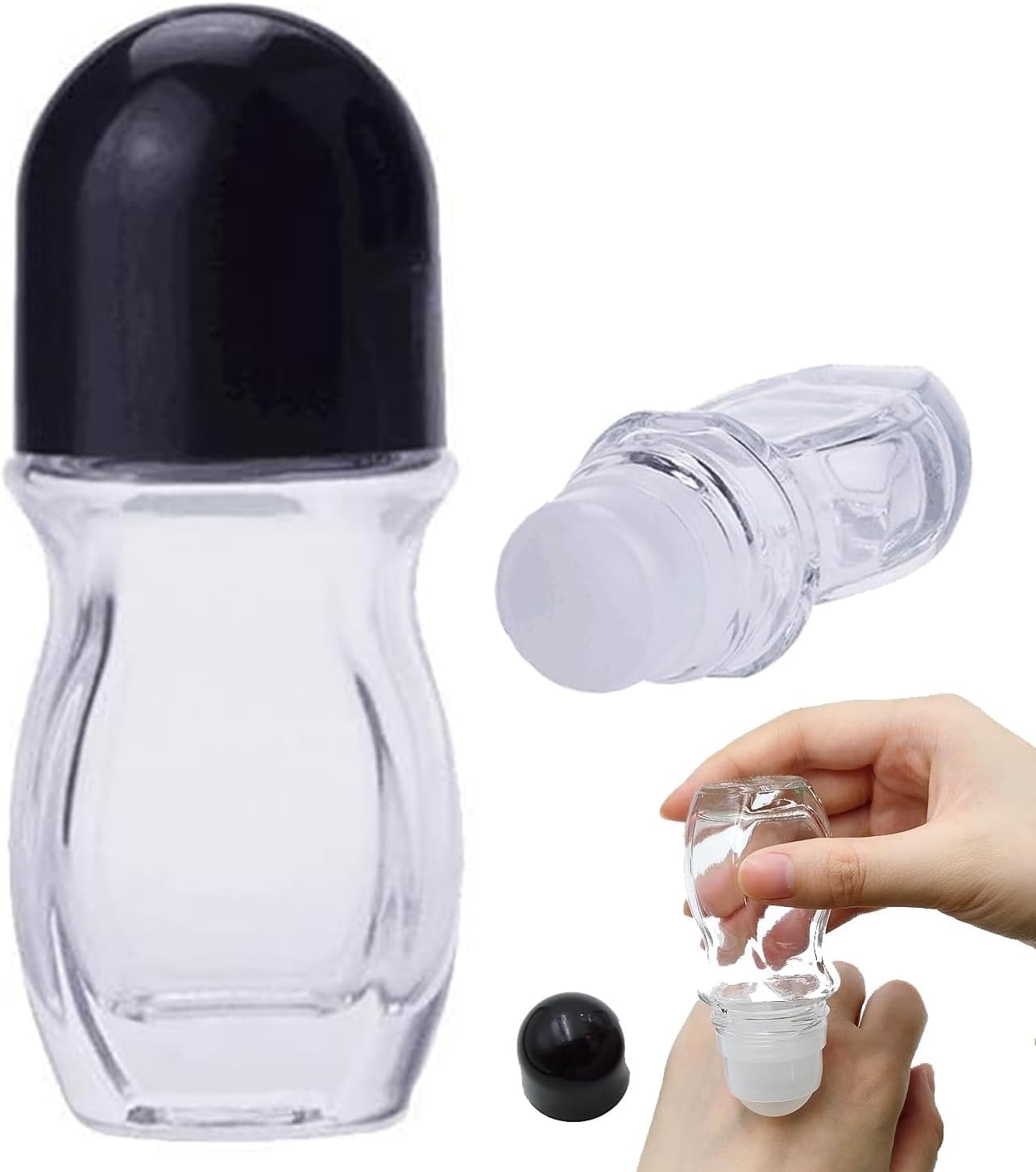 Rercarre 2pcs empty glass rollerball bottles with plastic