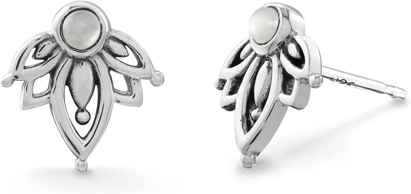 Boma Jewelry Sterling Silver Lotus Blossom Flower Stud Earrings