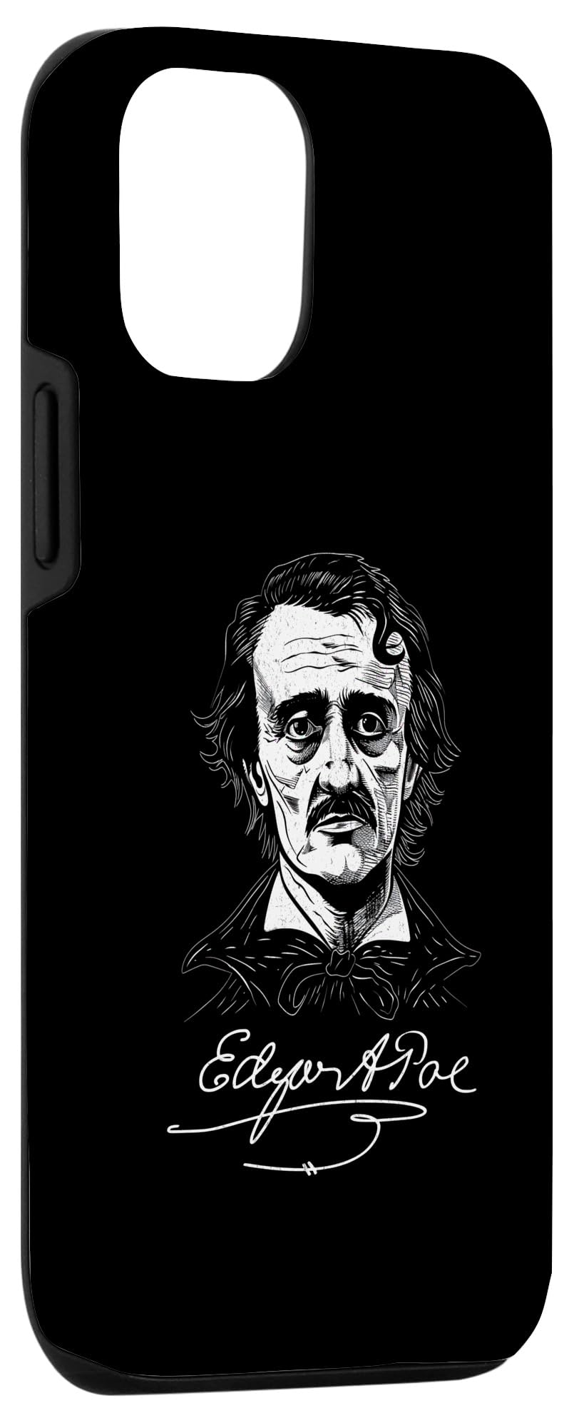 iPhone 14 Pro Edgar Allan Poe Sketch Portrait with Signature Case - Image 3