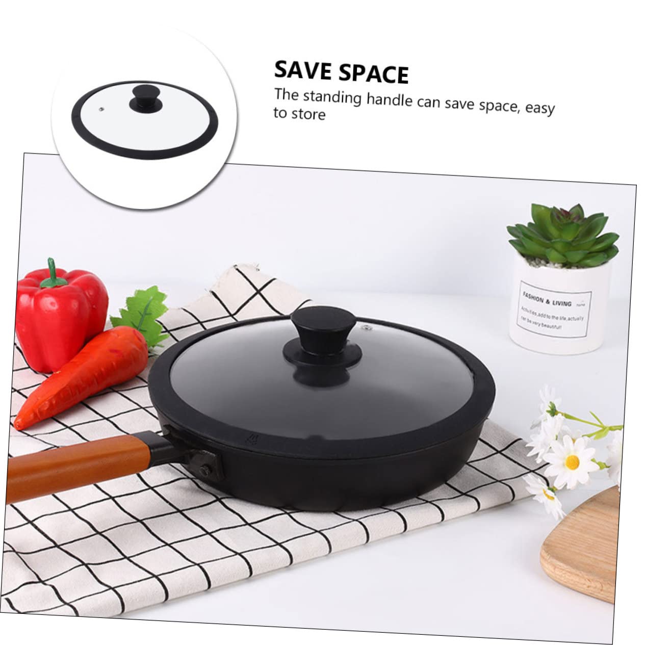 Vetro Temperato Coperchio Nero Rotondo Bordo in Silicone