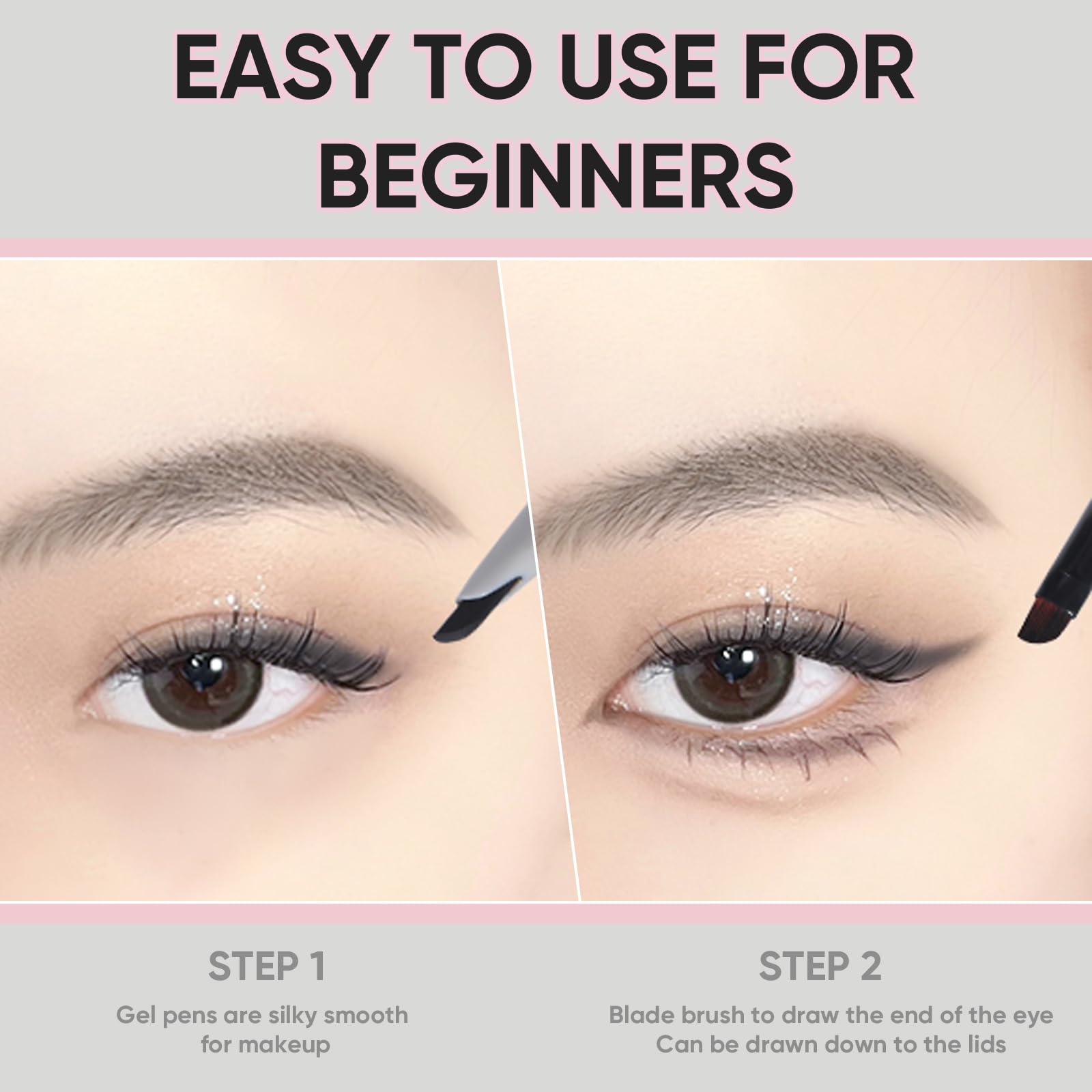 Lápiz delineador de ojos de gel impermeable, altamente pigmentado, a prueba de manchas, punta ultrafina y duradera para un maquillaje preciso de ojos, cepillo integrado para una fácil 6