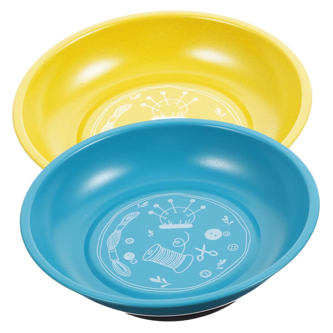 WOONEKY Porta Aghi Magnetico e Ciotola Magnetica per Cucito 2 Pezzi (Blu e Giallo) per Amanti del Quilting e Cucito Casa, Custode Spilli Facile da Trasportare e Raccolta Spilli Ordinata