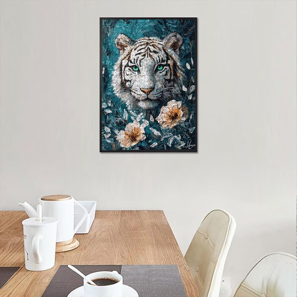 Puzzle 5000 Teile Erwachsene, Jigsaw Puzzle Erwachsene 5000 Teile, WeißEn Tiger Puzzles, Impossible Klassische Puzzles, Herausfordernde Familie Aktivität Spiele, für Home Decor und Geschenke DX0YL2385