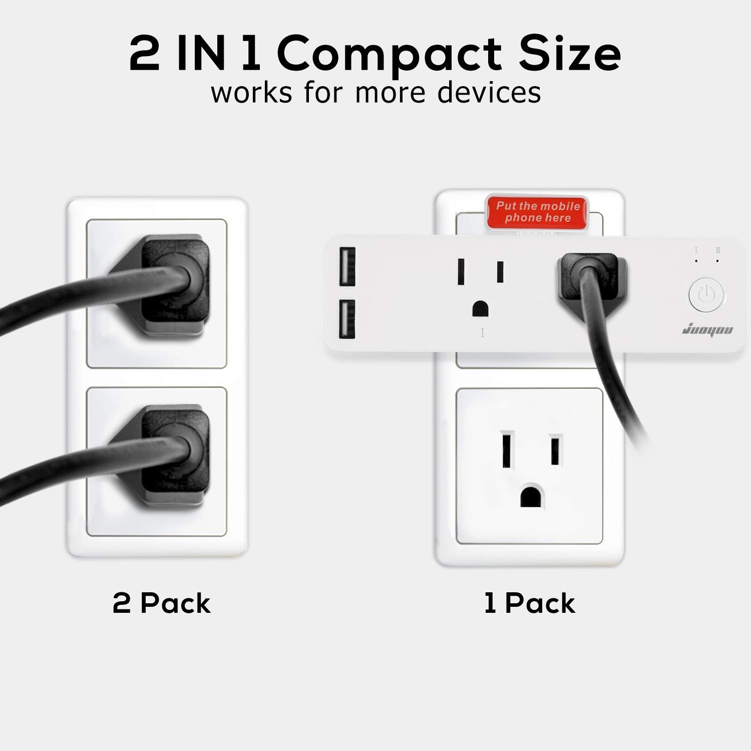 Dual Smart Plug, Smart Outlets Work with Alexa, Echo & Google Home, 2 WiFi Outlets, 2 Always-On USB Ports, Timer Fuction & Group Controller, Only WiFi 2.4G, FCC Certified (1 Pack)