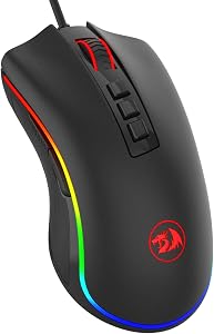 Souris de jeu Redragon M711 Cobra avec rétroéclairage RGB de 16,8 millions de couleurs, 10 000 DPI réglable, prise en main confortable, 7 boutons programmables