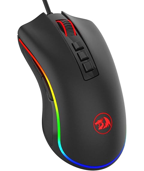 Redragon M711 Cobra Souris de jeu avec 16,8 millions de couleurs RVB et rétroéclairage, 10 000 DPI réglables, prise en main confortable, 7 boutons programmables (le noir)