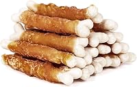 MON2SUN Rawhide-Free Chicken Wrapped Calcium Bones for Dogs - 4 Inch Dental Chews, Teeth Cleaning Treats for Puppies & Small Breeds (10oz Pack)
