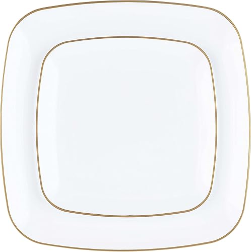 Miniatura 31 de PLASTICPRO El juego de platos cuadrados de 32 piezas incluye platos de ensalada de 16 x 7 pulgadas y platos llanos de 16 x 10 pulgadas, platos