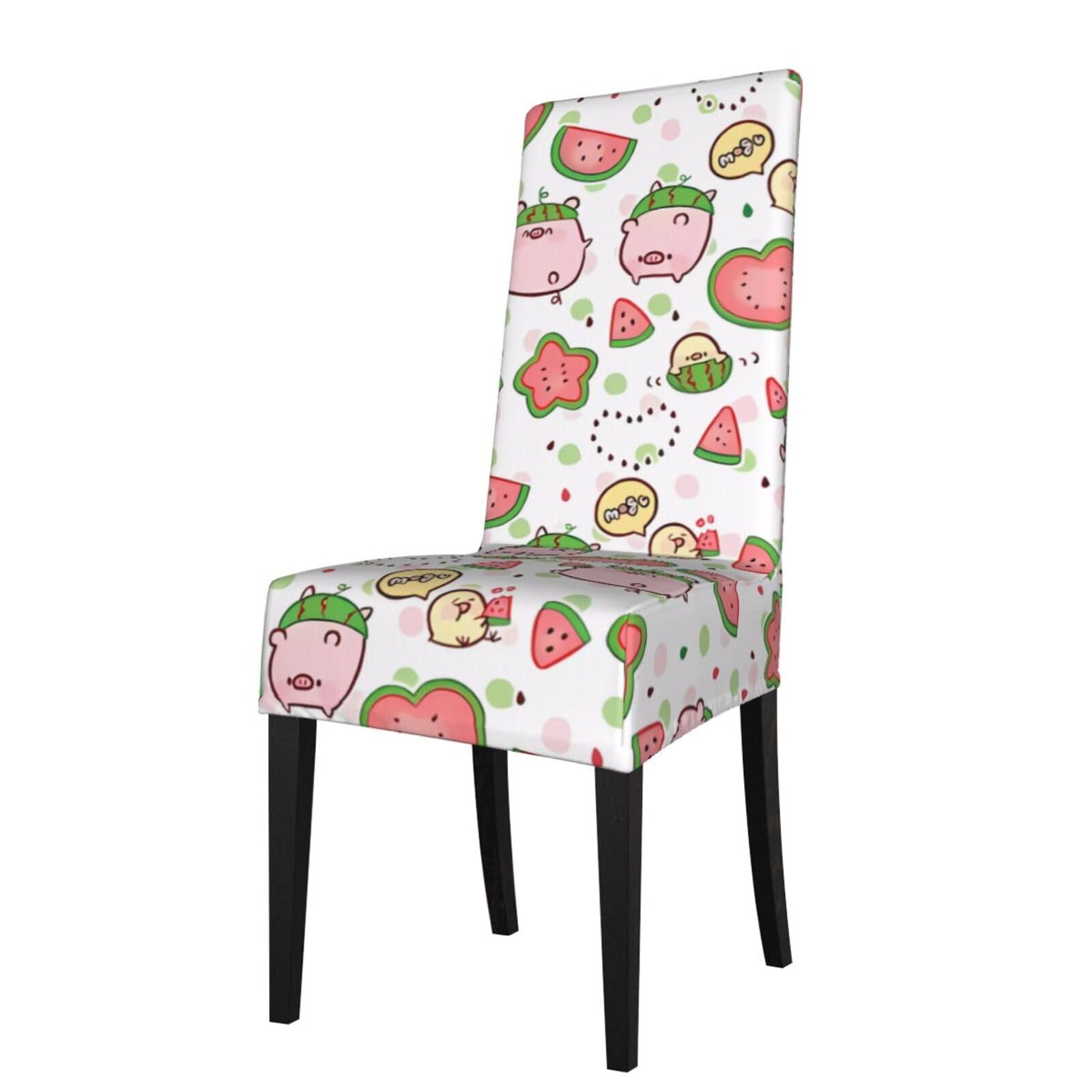 HJFCZH Cute Pigs Pattern Prints Dining Chair Throw Covers – Stretchable Polyester-Spandex Fabric for Elegant Home & Event Decor - Universal Fit & Easy Care