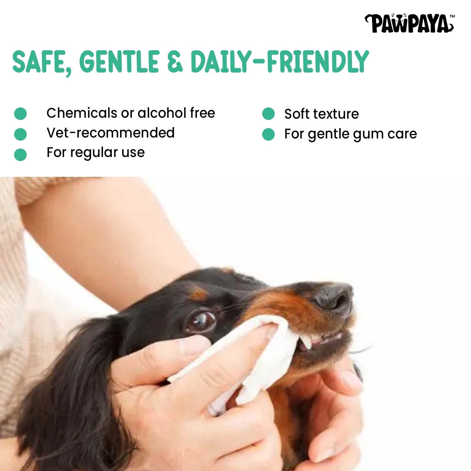 Pawpaya Tooth Wipes for Dogs & Cats | Freshens Breath, Cleans Teeth & Gums | Alcohol-Free, Chemical-Free, Vet-Recommended | Easy Alternative to Brushing | 100% Safe & Gentle | 40 Pulls 3