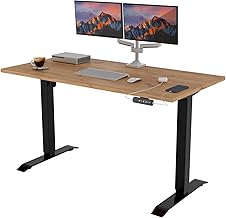 POKAR Bureau Electrique Réglable Bureaux Assis Debout Plateau Bureau avec Plateau de Table (Chêne Craft Or, 120 x 80)