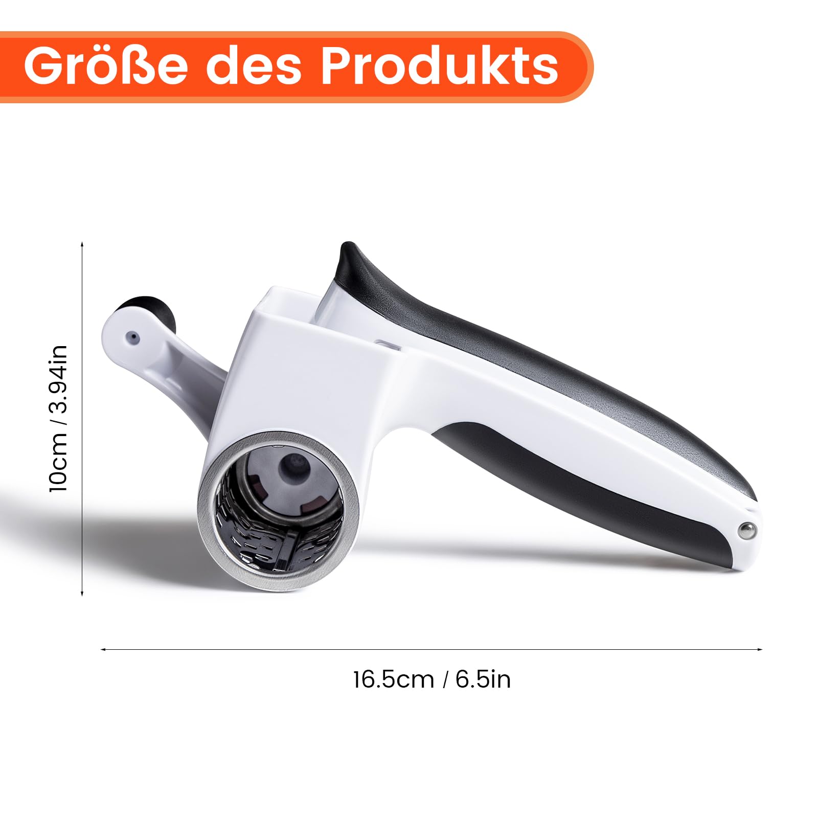 Parmesanreibe, Classic Käsereibe mit Kurbel, 2-in-1 Rotierende Rotary Käsereibe mit 2 Edelstahltrommel für müheloses Reiben von Hartkäse, Schokolade, Nüssen und vielem mehr. Spülmaschinenfest