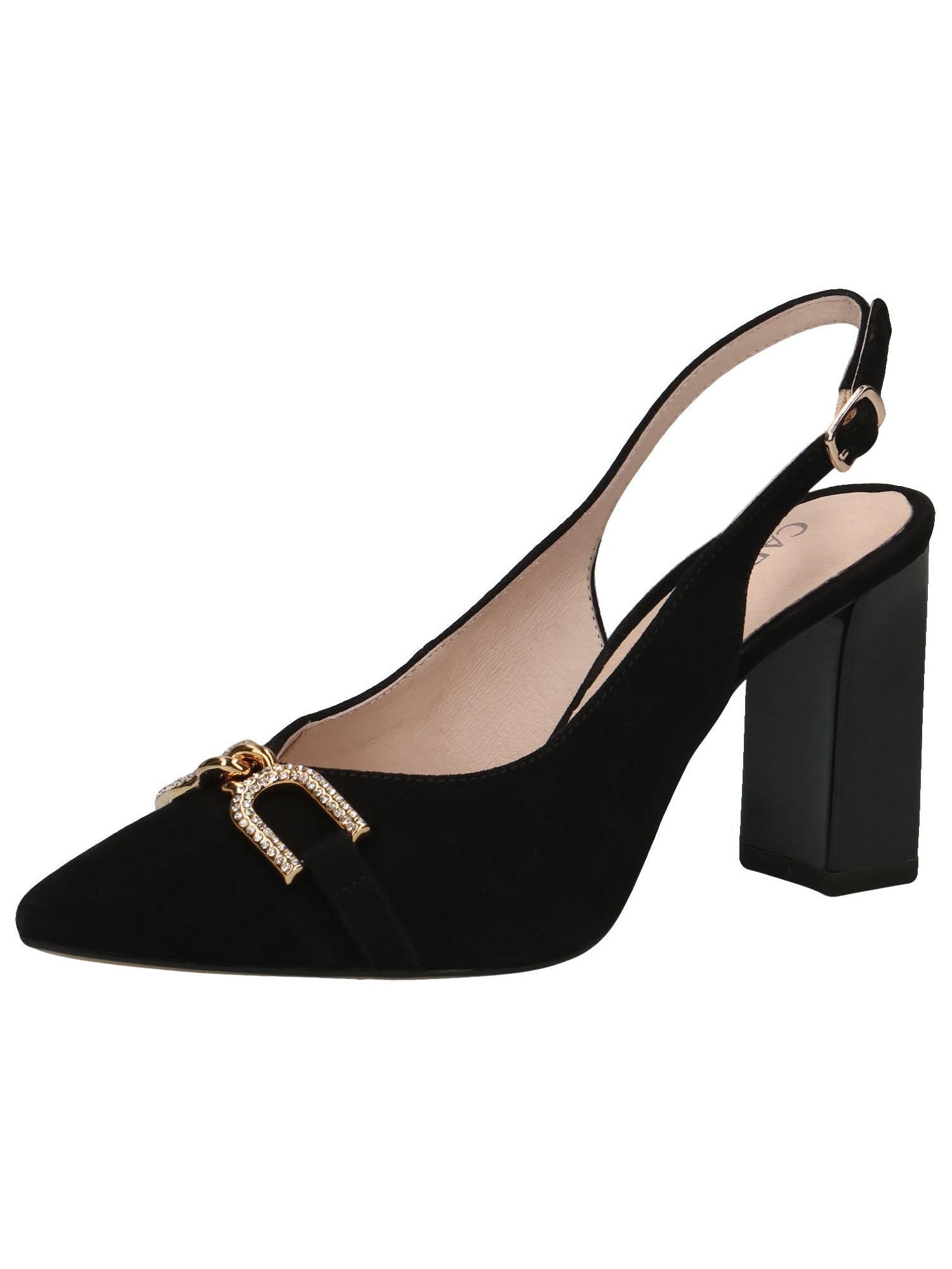 CAPRICE Women's Sling Pumps 9-9-29600-20 G Width, Black (Black Suede), 6 UK