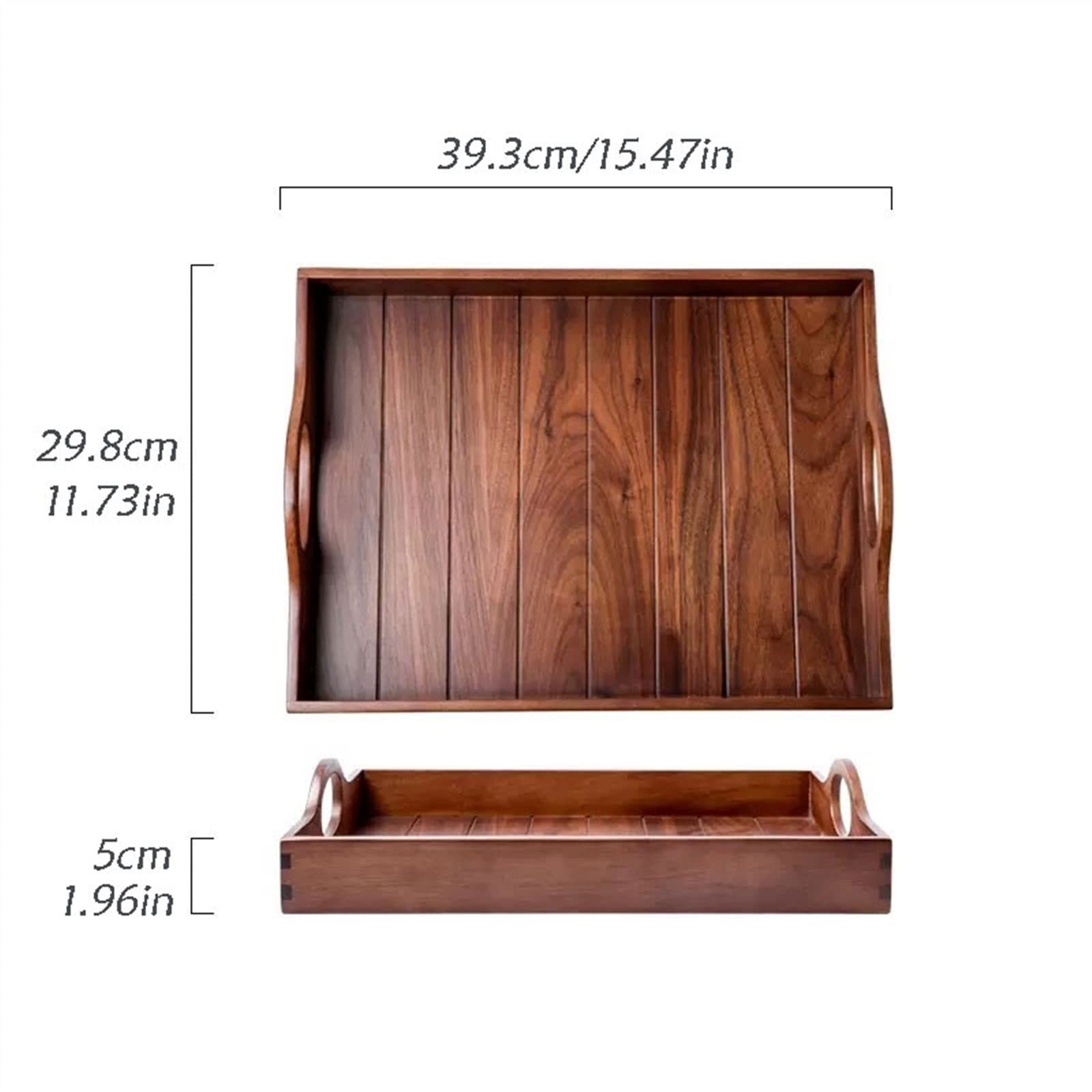 Bandeja de servicio Bandeja cuadrada for juego de té de nogal, bandeja de servicio de platos for mesa de comedor, bandeja de almacenamiento de frutas y aperitivos con diseño de doble Mango, 1 pieza Ba